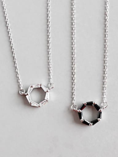 Sterling Silver Mini geometric Zircon Necklace