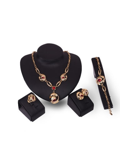 Alloy Imitation-gold Plated Fashion Artificial Stones Four Pieces Jewelry Set