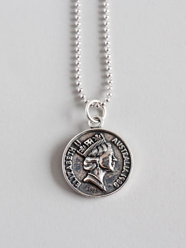 925 Sterling Silver With  Coin Pendant double-sided pattern Necklaces