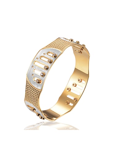 Exaggerated Cubic Zirconias Gold Plated Copper Band Bracelet