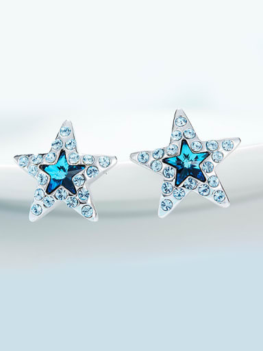 Five-point Star Shaped Crystal stud Earring