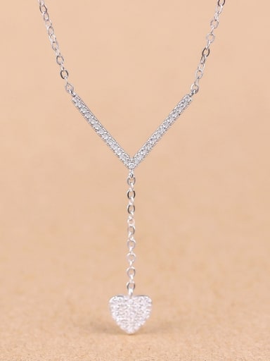 Simple Heart-shaped Zircon Necklace