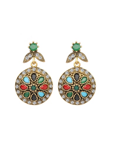 Bohemia Retro style Colorful Resin stones Crystals Alloy Earrings