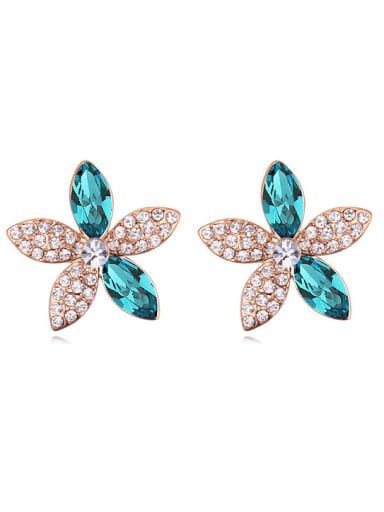 Fashion Marquise Tiny Cubic austrian Crystals Flower Stud Earrings