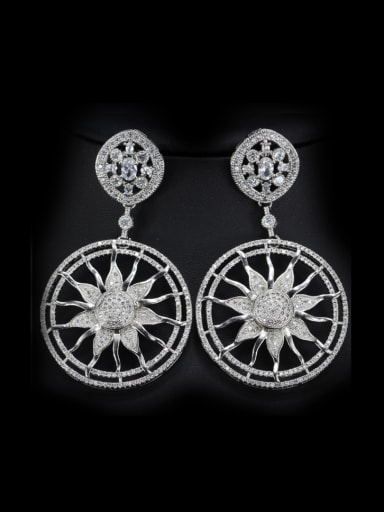 Platinum Plated Round Shaped drop earring