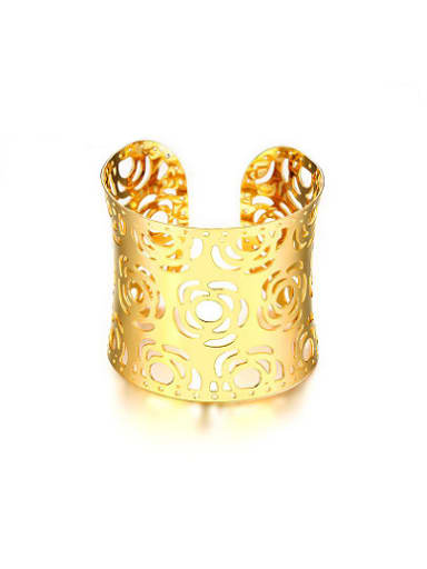 Luxury Gold Plated Hollow Flower Shaped Bangle