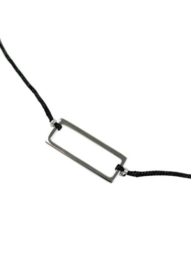 Simple Hollow Rectangular Pendant Black Rope Necklace
