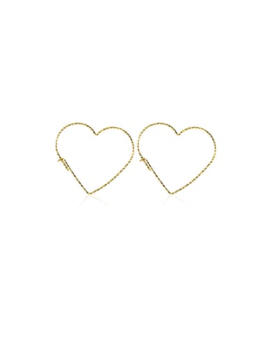 925 Sterling Silver With Gold Plated Simplistic  Hollow Heart Hoop Earrings