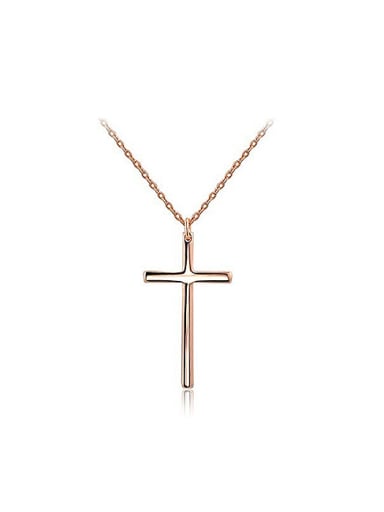 Fashion Rose Gold Plated Cross Shaped Necklace