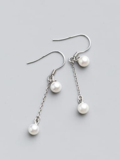 Elegant S925 Silver Shell Tassels Drop Earrings