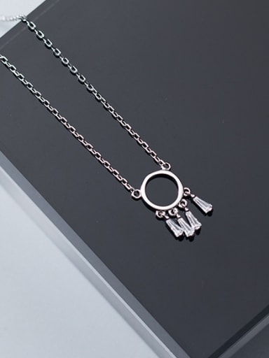 All-match Round Shaped Tassels Zircon S925 Silver Necklace
