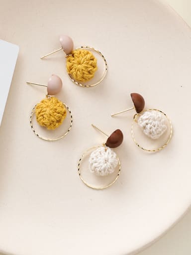 Alloy With Gold Plated Cute Round Wool Ball Drop Earrings