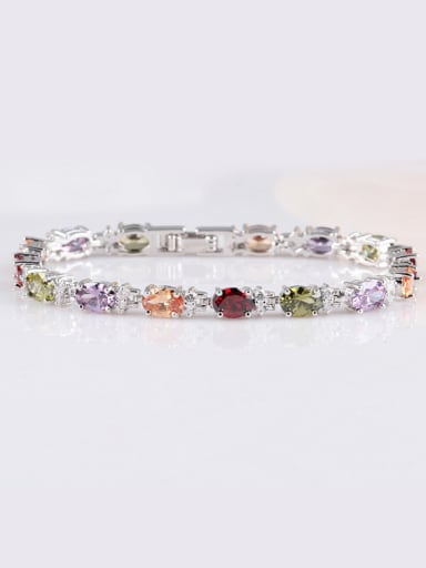 High-quality Zircon Inlay High-quality Genuine Gold Color Colorful Bracelet