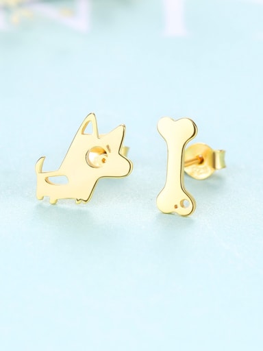 925 Sterling Silver Cartoon Dog bone Stud Earrings