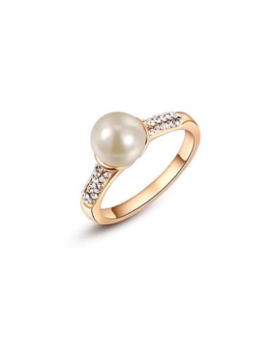 Elegant Rose Gold Plated Artificial Pearl Ring