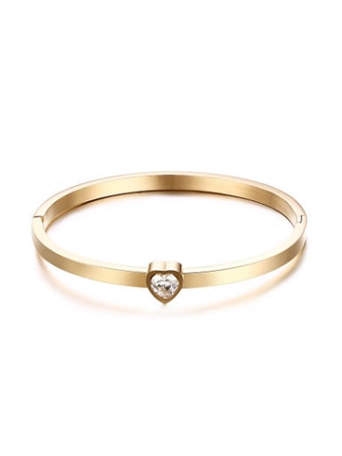 Fashionable Gold Plated Heart Shaped Rhinestone Bangle