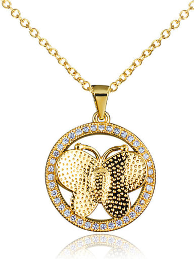 Women Personality 18K Gold Plated Butterfly Shaped Zircon Necklace