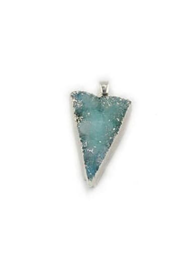 Simple Blue Natural Crystal Triangle Silver Pendant