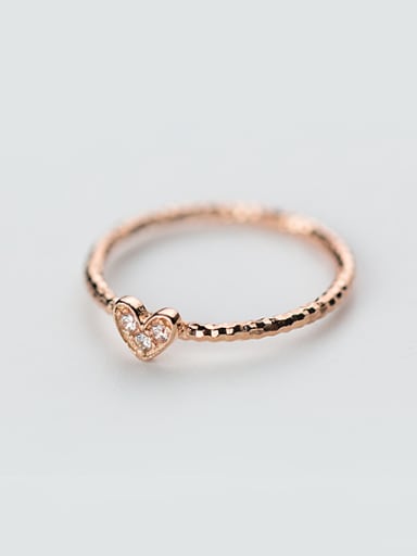 Fashion Rose Gold Plated Heart Shaped Rhinestone Ring