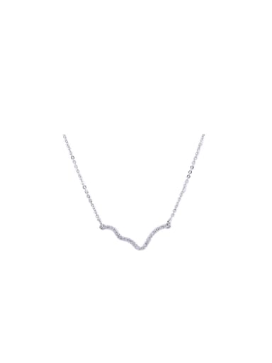 Copper Alloy White Gold Plated Simple Zircon Necklace