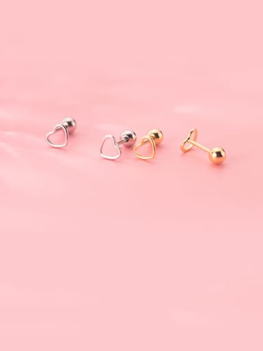 925 Sterling Silver With Gold Plated Simplistic Heart Stud Earrings