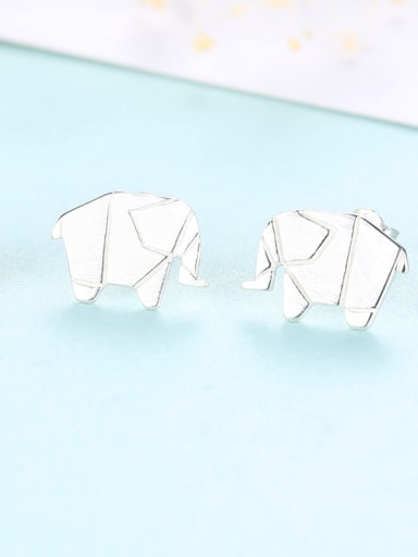 925 Sterling Silver With Simplistic Animal elephant Stud Earrings