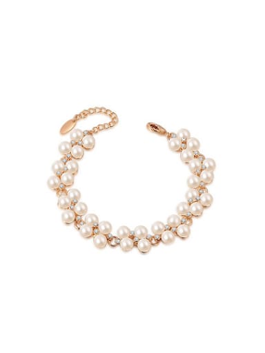 Adjustable Length Rose Gold Artificial Pearl Bracelet