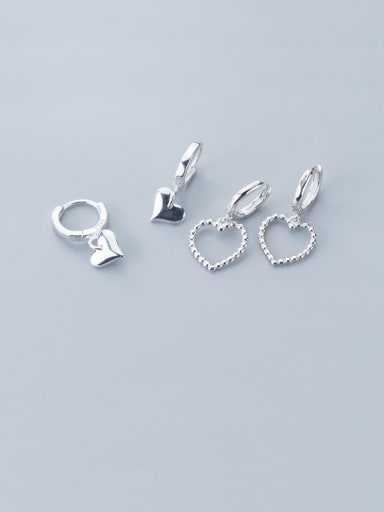 925 Sterling Silver With Platinum Plated Simplistic Heart Clip On Earrings