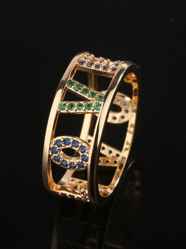 Copper With Cubic Zirconia Fashion Monogrammed LOVE Multistone Rings