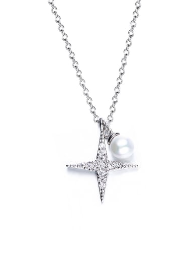 Simple Shiny Star Imitation Pearl Necklace