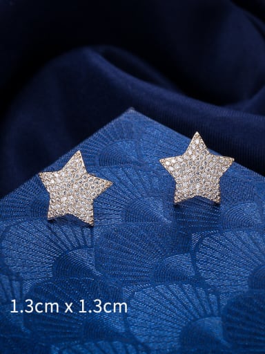 Copper With Platinum Plated Cute Star Stud Earrings