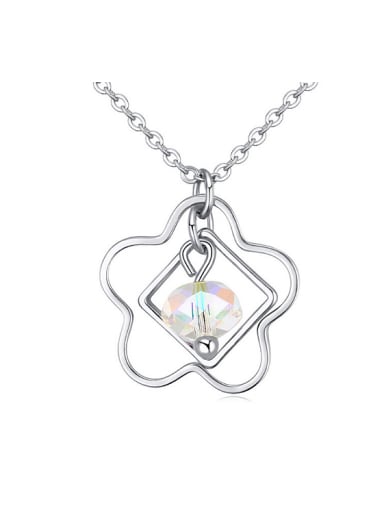 Simple Hollow Flower White austrian Crystal Alloy Necklace