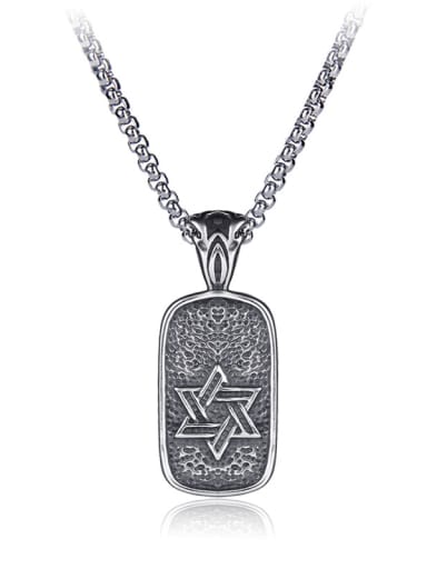 Stainless Steel With Antique Silver Plated Trendy Star of david Necklaces