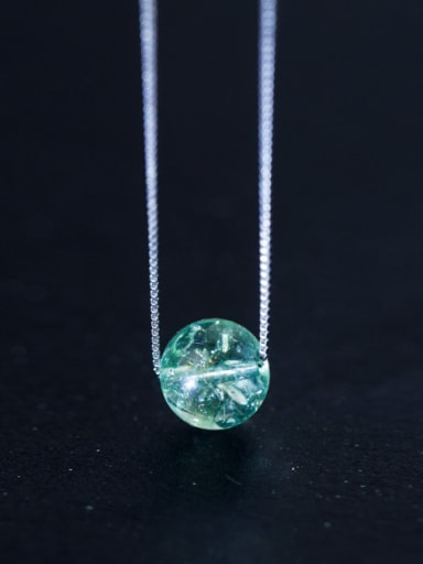 Trendy Green Round Shaped Crystal S925 Silver Necklace