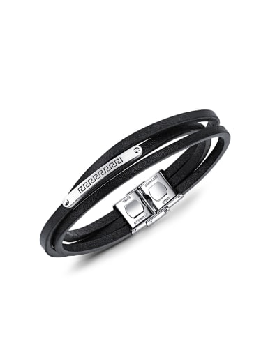 Multi-band Titanium Artificial Leather Bracelet