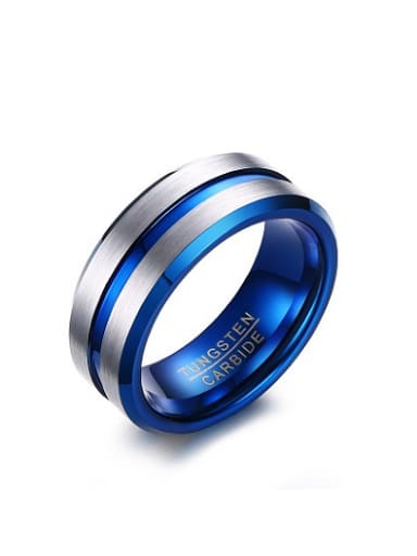 Fashionable Blue Geometric Shaped Stainless Steel Men Ring
