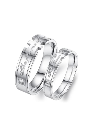 Simple Titanium Monogram-etched Lovers Ring