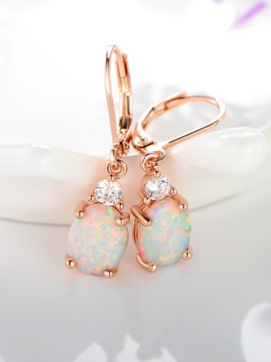 925 Sterling Silver With Rose Gold Plated Personality Oval Hook Earrings