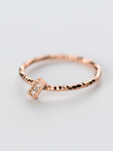 Trendy Rose Gold Plated Square Shaped Rhinestone Ring