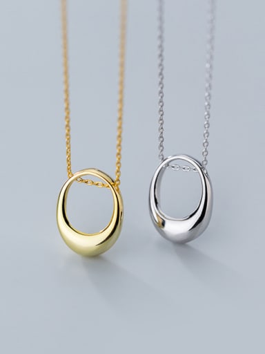 925 Sterling Silver With 18k Gold Plated Trendy Oval Necklaces