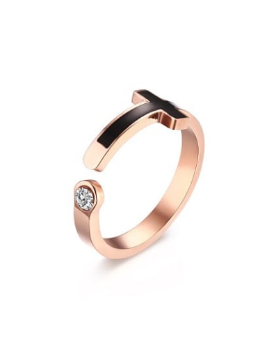 Elegant Open Design Cross Shaped Rhinestone Titanium Ring