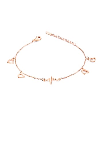 Stainless Steel With Rose Gold Plated Simplistic Heart Anklets