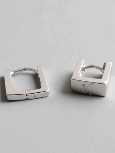 925 Sterling Silver With Platinum Plated Personality Square Clip On Earrings