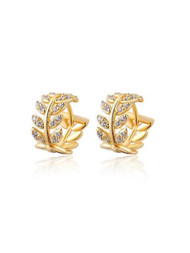 Exquisite 14K Gold Plated Willow Leave Shaped Stud Earrings