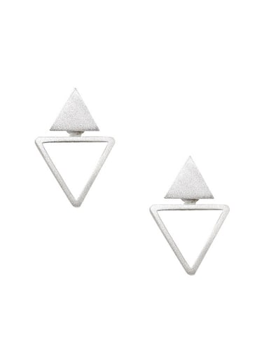 Fashion Personalized Double Triangle Silver Stud Earrings