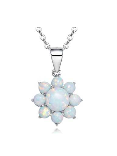 Fashion Opal stones Flowery 925 Silver Pendant
