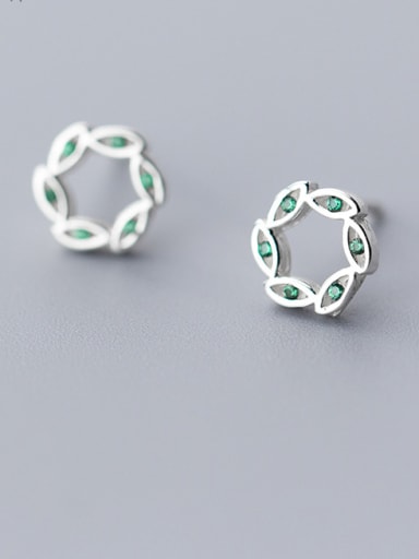 925 Sterling Silver With Platinum Plated Simplistic Flower Stud Earrings