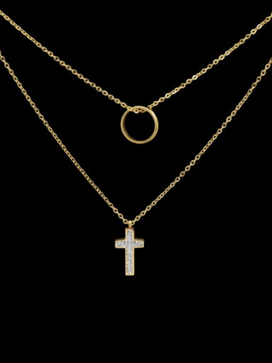 Double Layer Cross Shaped Titanium Necklace
