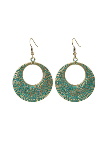 Retro style Exaggerated Antique Bronze Plated Round Drop Earrings