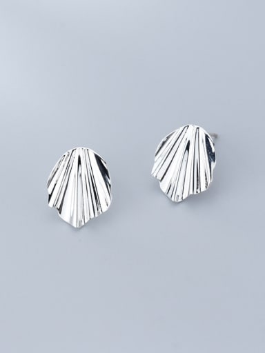 925 Sterling Silver With White Platinum Plated Simplistic Irregular Stud Earrings